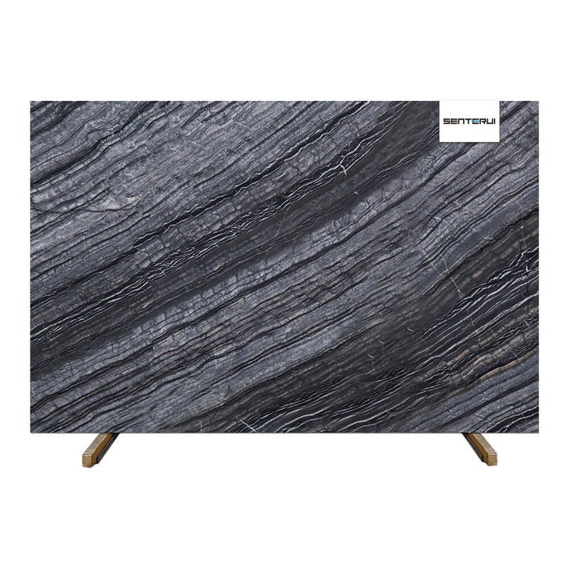 Tongass Wood Grain Marble White & Black Polished Slab Wholesale