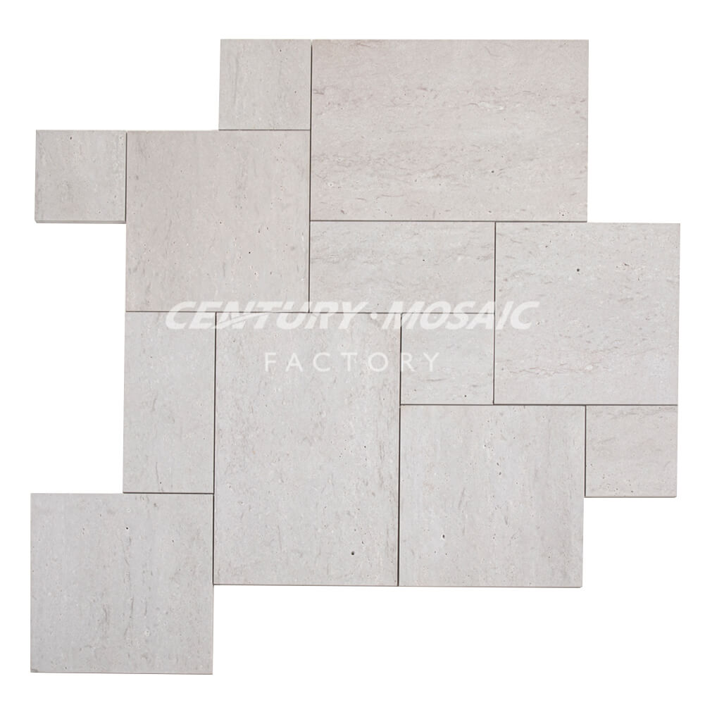 Ivory Travertine White French Pattern Marble Tile Sandblasted Wholesale