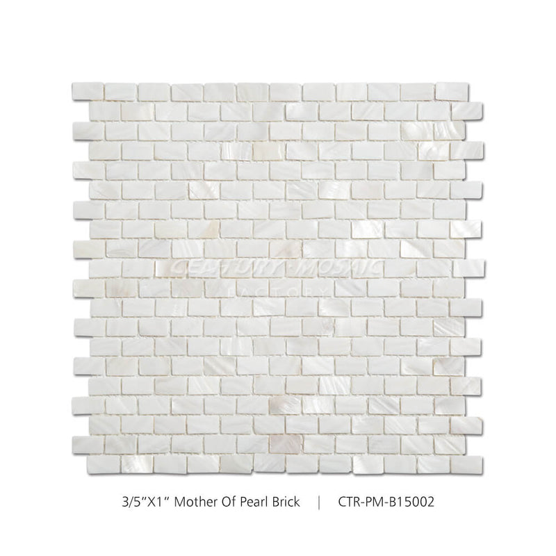 Natural White Pearl Shell 15x25mm Brick Polished Mosaic Wholesale