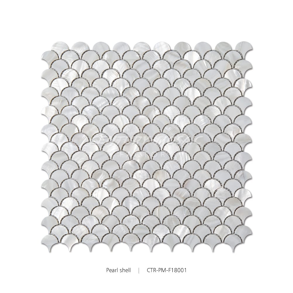 Natural Silver White Pearl Shell Fan Shape Polished Mosaic Wholesale