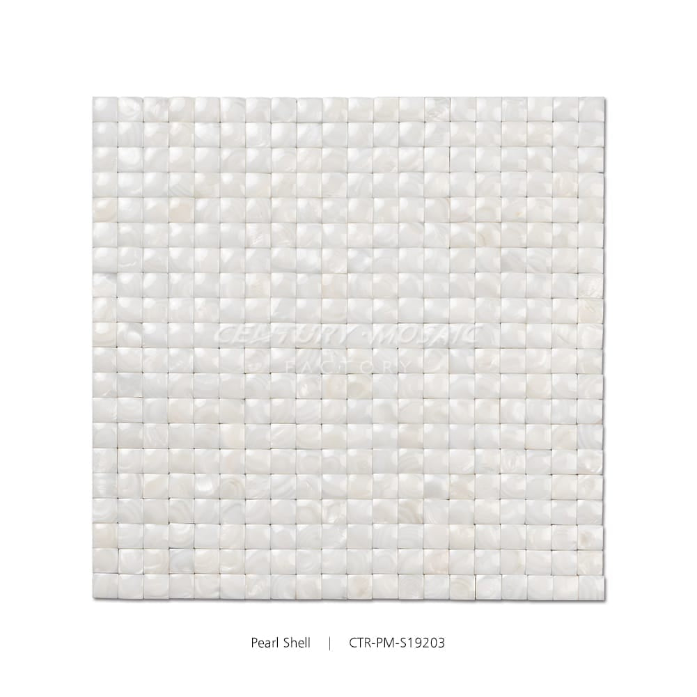 3D White Pearl Shell Square 15x15mm Polished Mosaic Wholesale