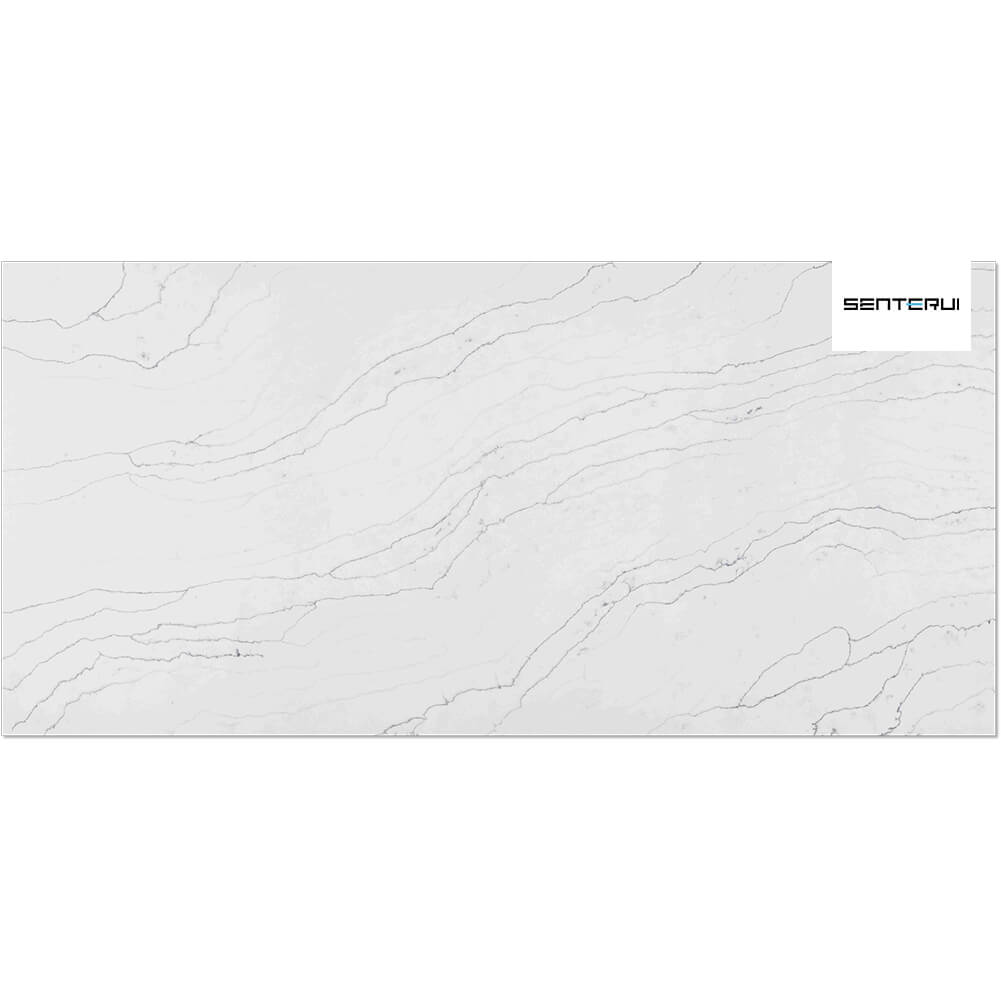 Milano Quartz White with Grey Vein 125.98” x 62.99” Polished Slab Wholesale