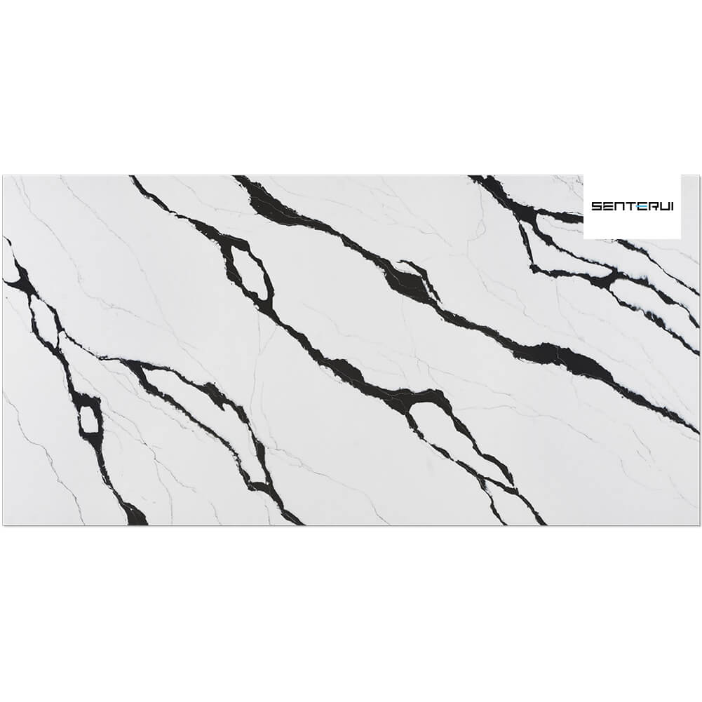 Skyline Quartz White with Black Vein 125.98” x 62.99” Polished Slab Wholesale