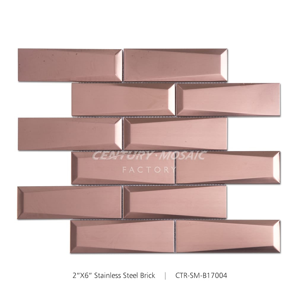 Stainless Steel Gold 2"x6" Brick Mosaic Wholesale