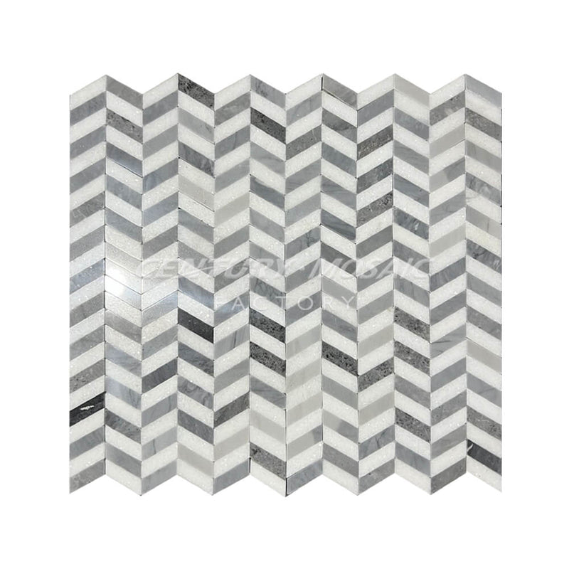 Thassos White Chevron Polished Mosaic Tile In Stock