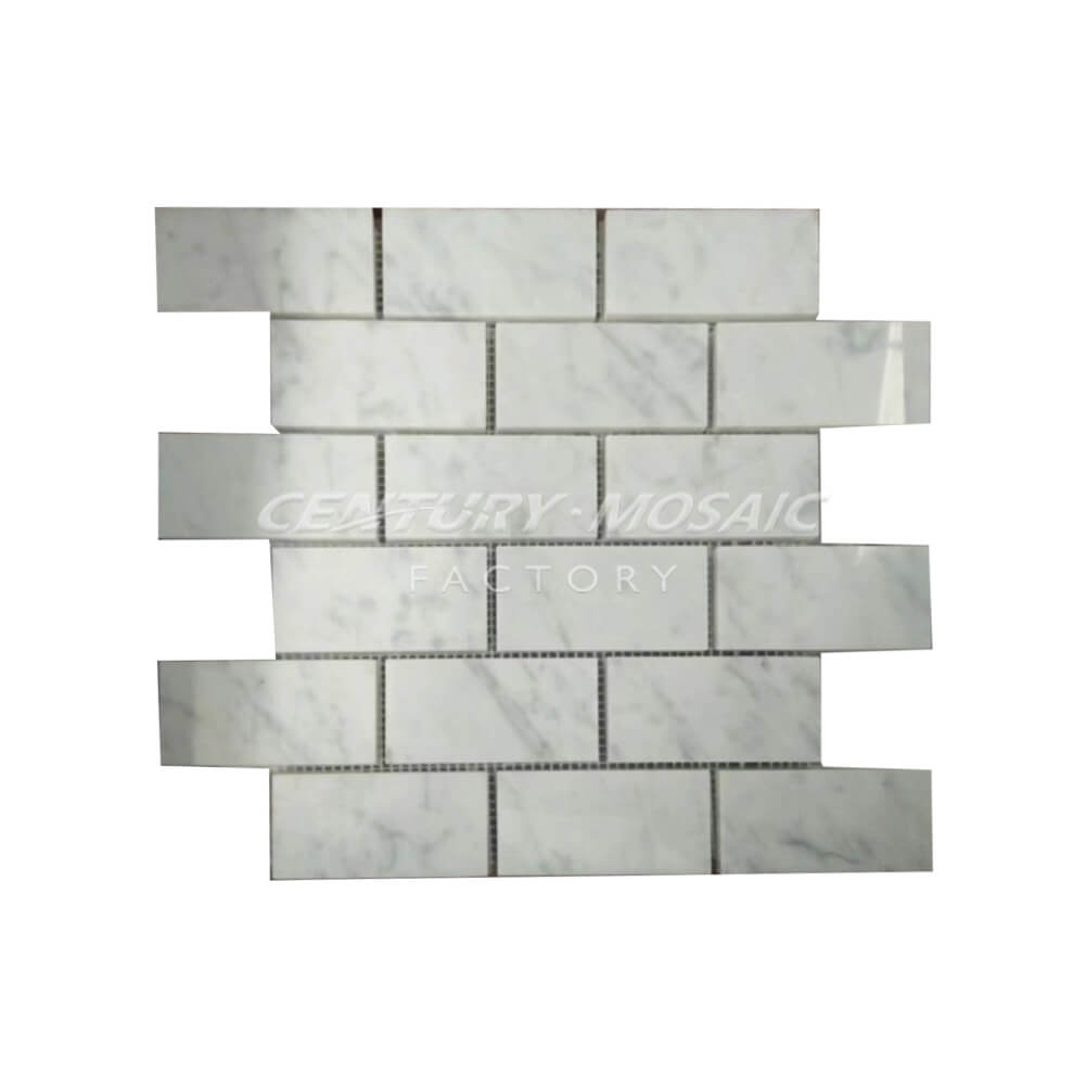 Bianco Carrara White Marble Brick Honed Mosaic In Stock