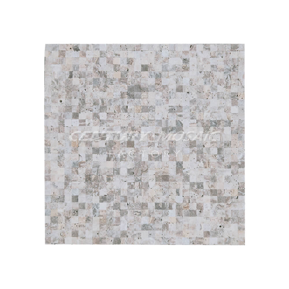 Silver Grey Travertine Honed Mosaic In Stock