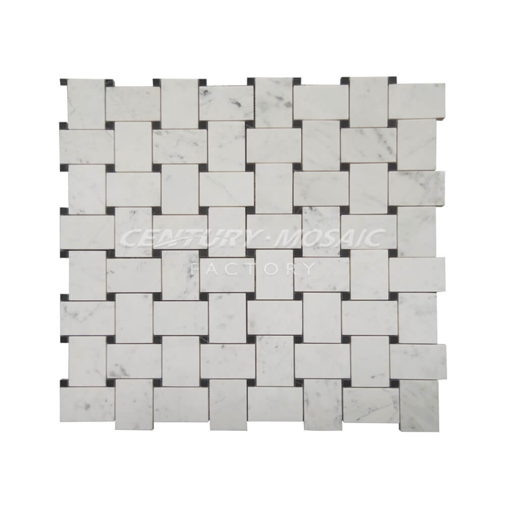 Bianco Carrara White Marble 55 x 81mm Basketweave Honed Mosaic In Stock