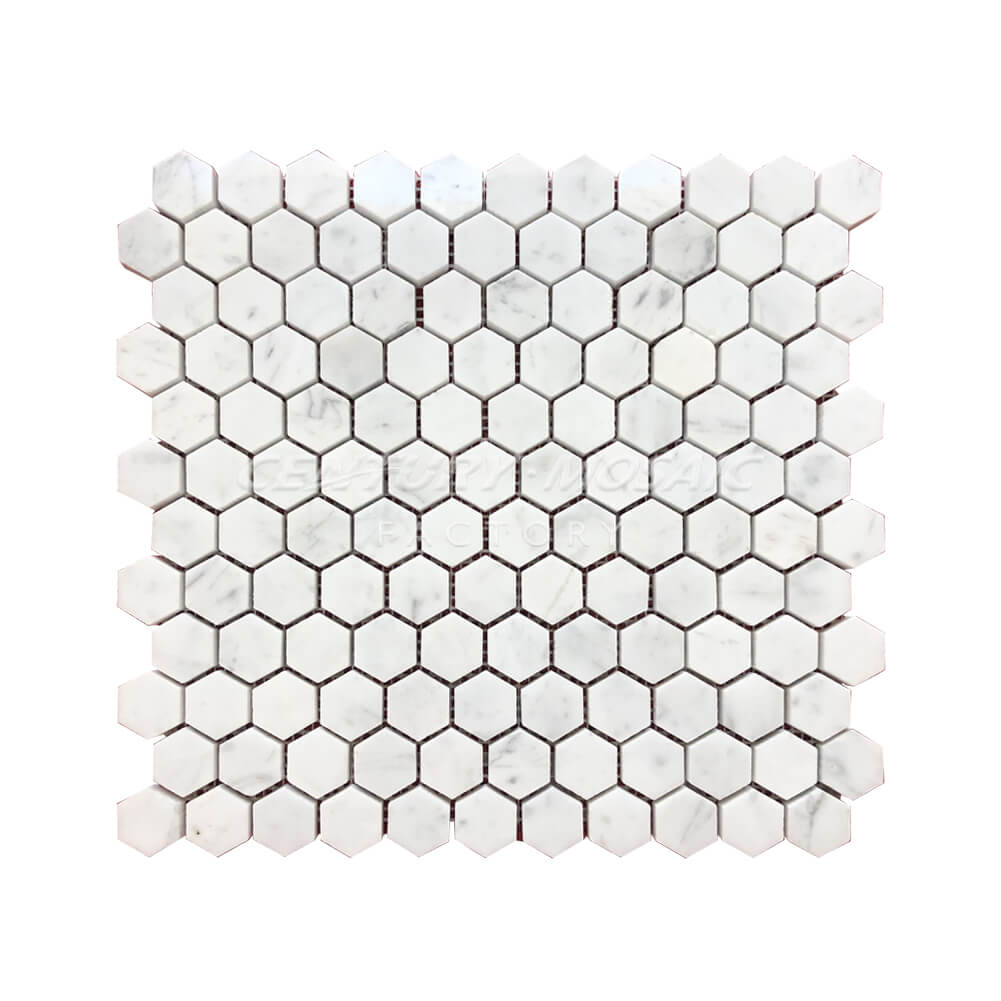 Bianco Carrara White Marble 25mm Hexagon Honed Mosaic In Stock