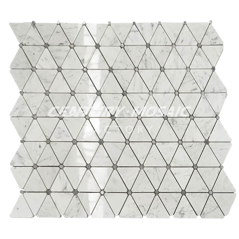 Bianco Carrara White Marble Angle Honed Mosaic in Stock