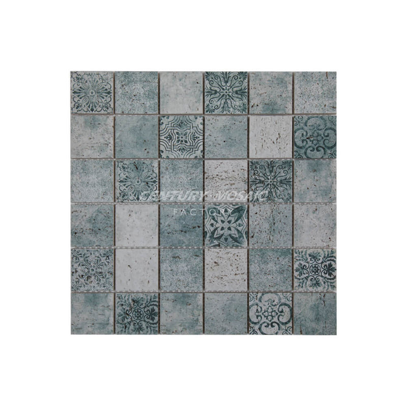 Travertine 2” Square Mixed Color Mosaic Wholesale