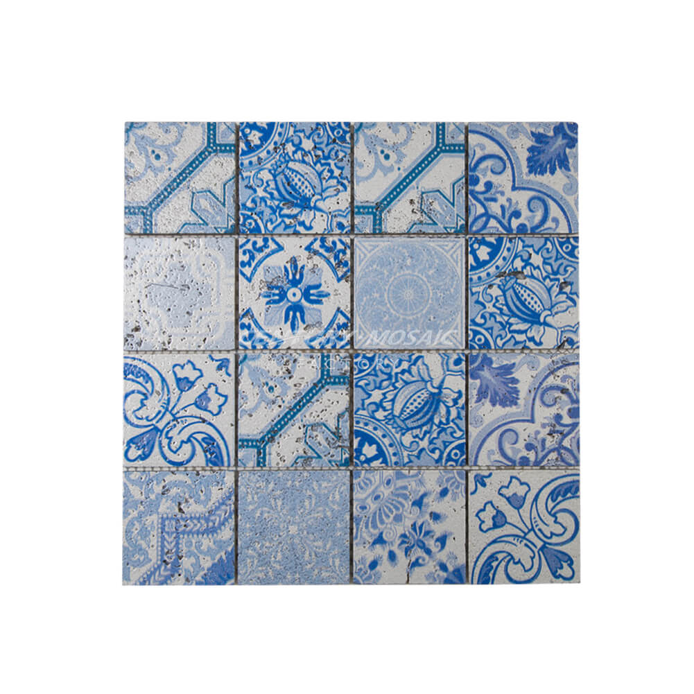 Travertine Square 2" Blue Mosaic Wholesale
