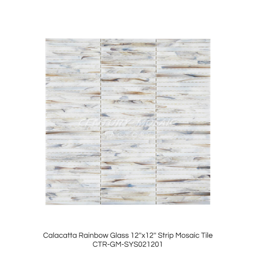 Rainbow Glass Strip Mosaic White Strip Glossy Wholesale
