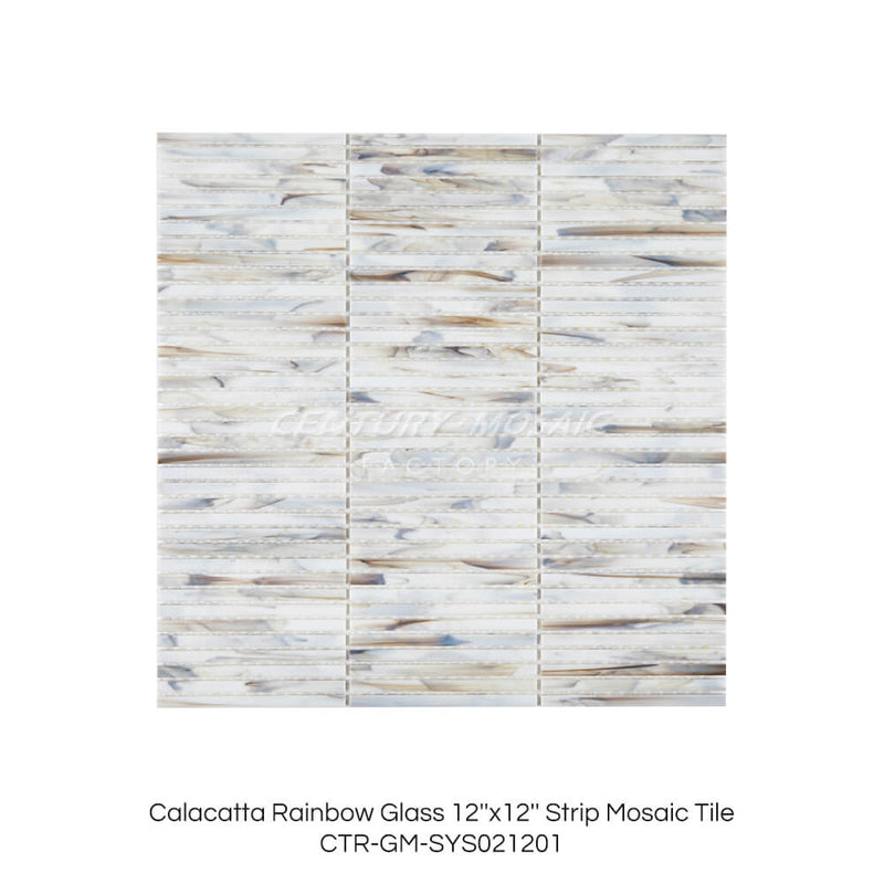 Rainbow Glass Strip Mosaic White Strip Glossy Wholesale
