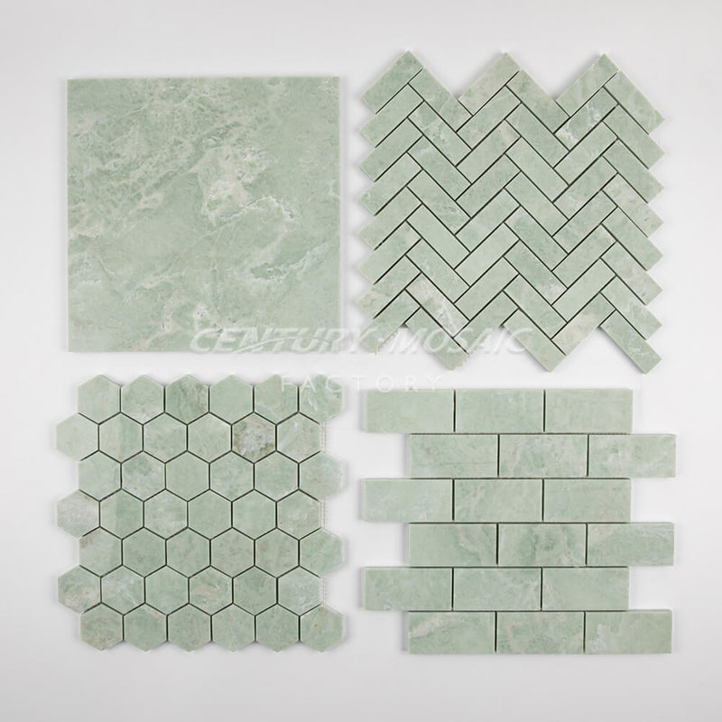 Mint Green Marble Green Hexagon Polished Mosaic Wholesale