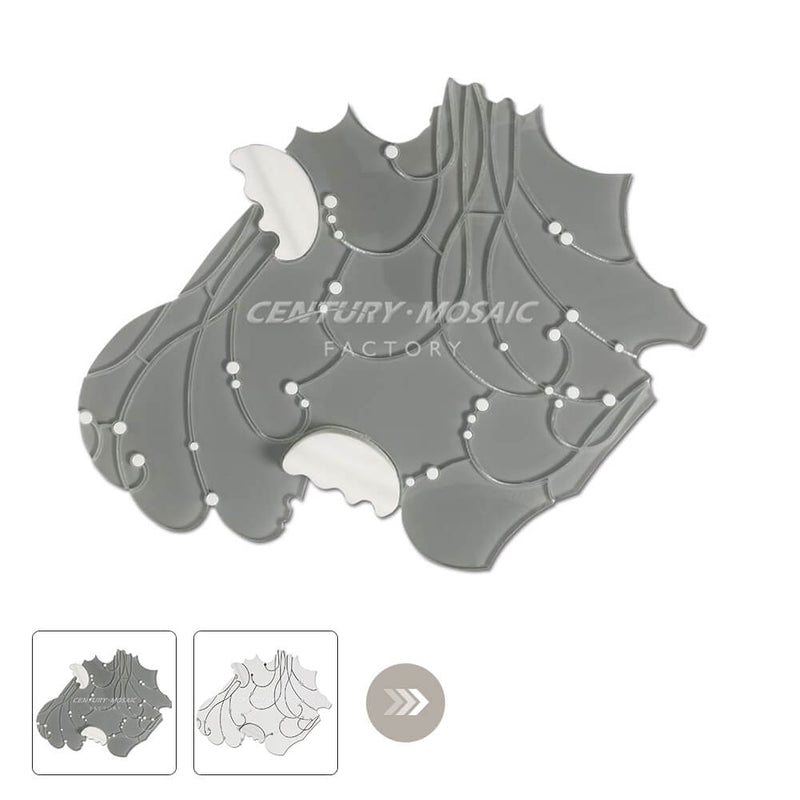Jellyfish Smoke Waterjet Glass Grey Mosaic