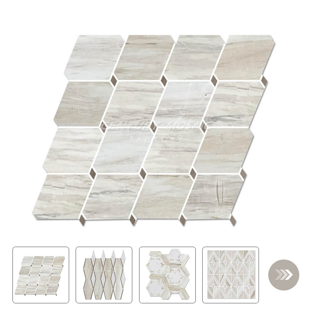 Angora Marble Beige Rhombus Polished Mosaic Wholesale