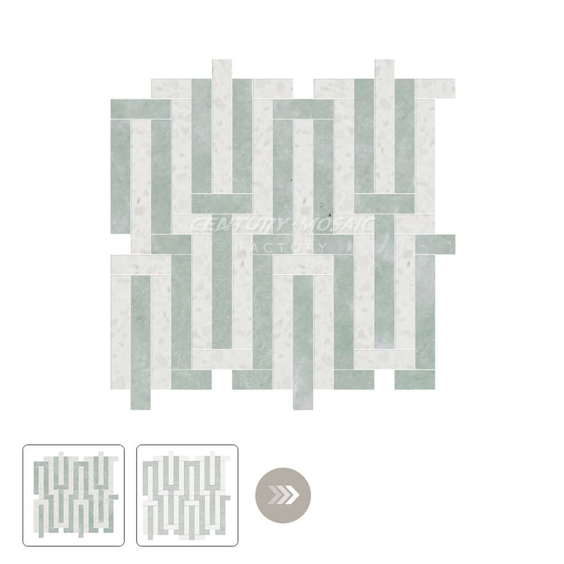 Strip Marble Green Polished Mosaic Wholesale