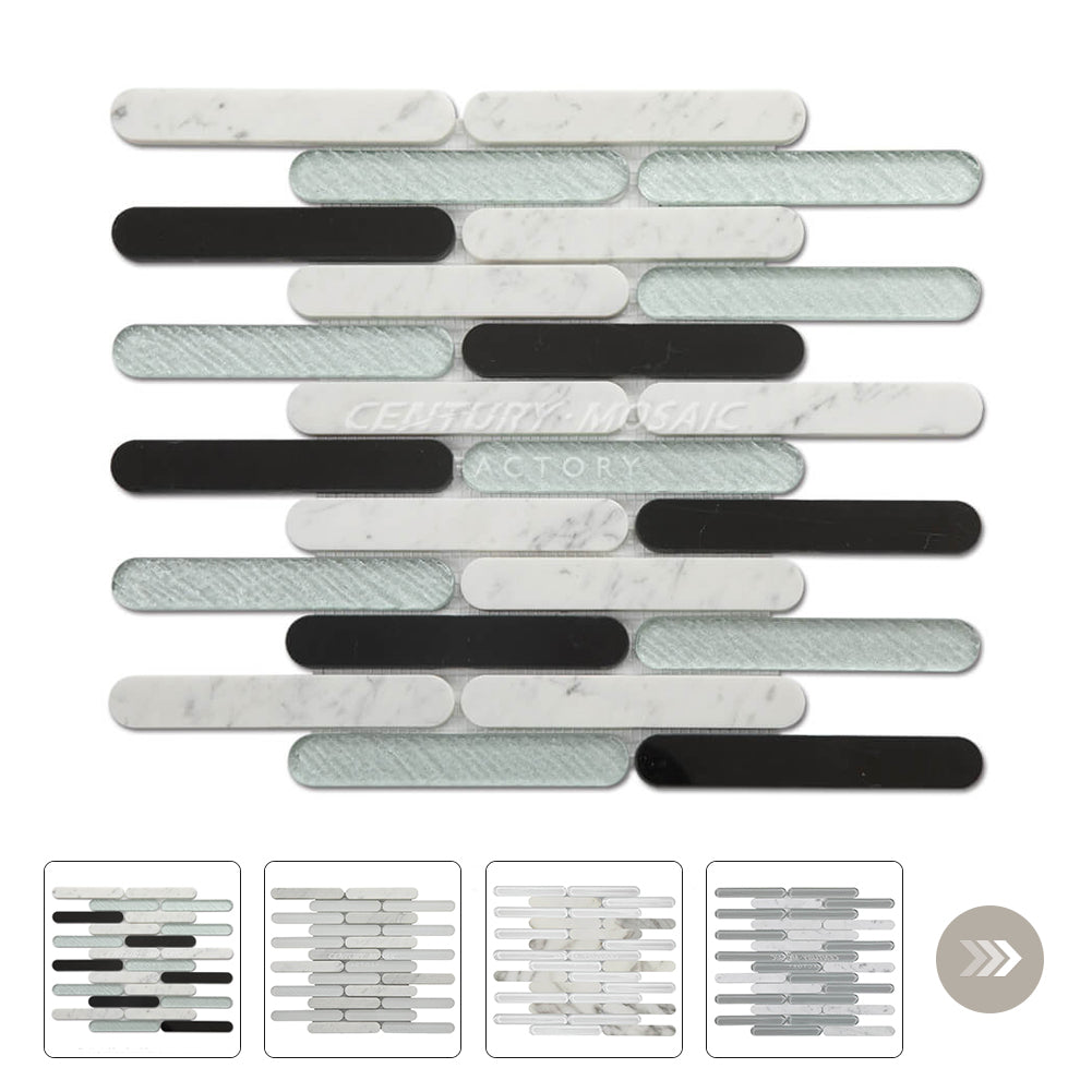 Ice Pop Marble Glass White Oval Polished Mosaic Wholesale