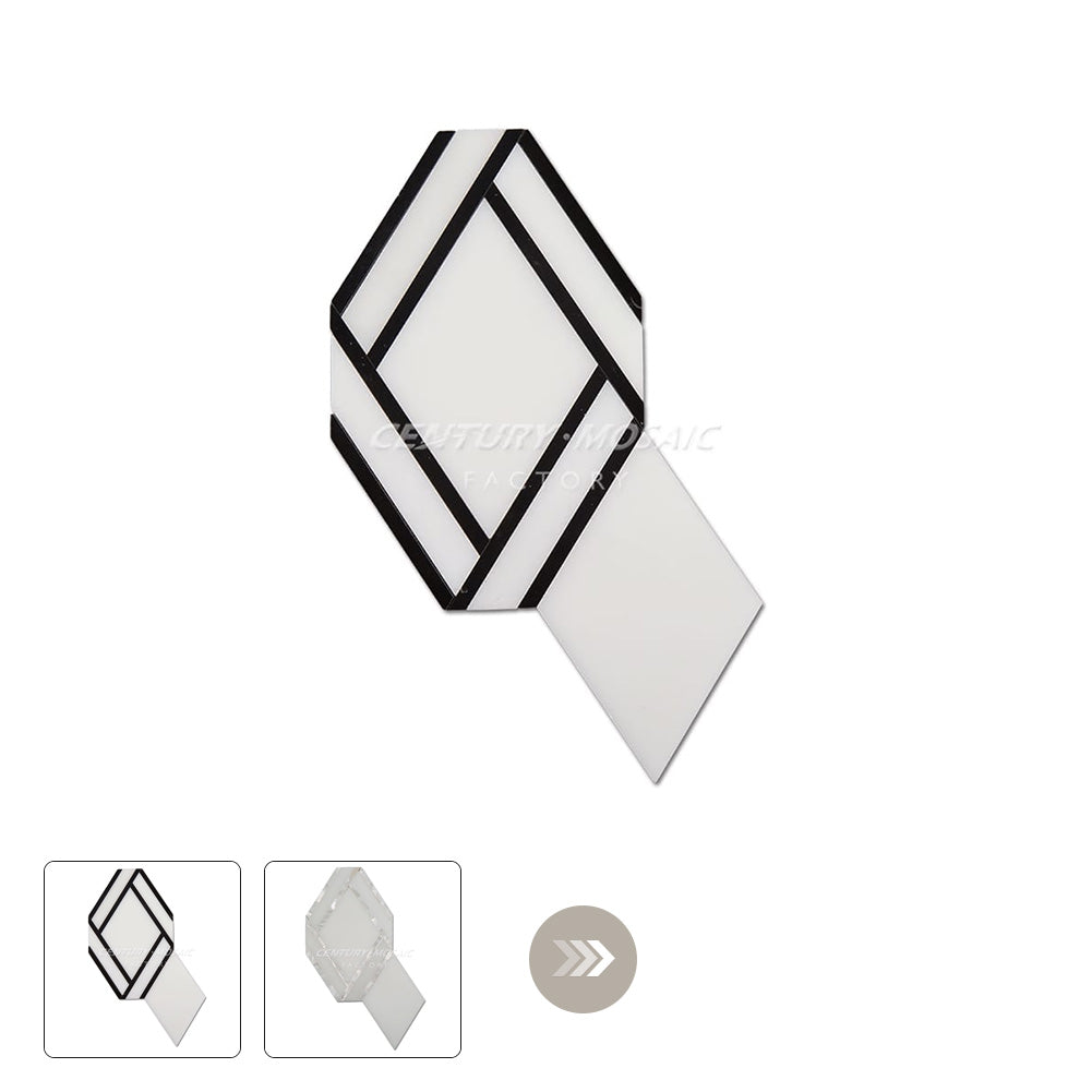 Flavor of Tokyo Waterjet Marble White Rhombus Mosaic Wholesale