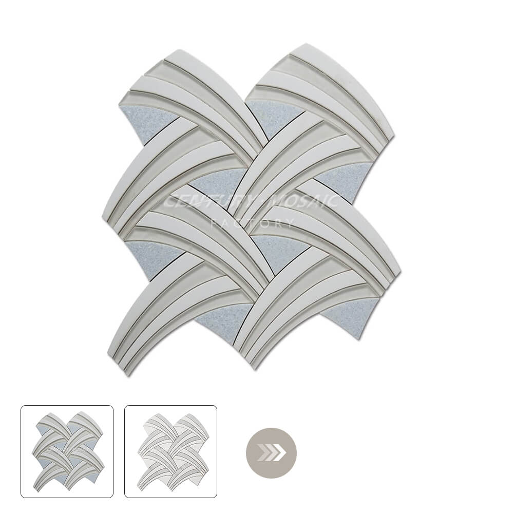 Rainbow Waterjet Marble Grey Mosaic Thailand Wholesale
