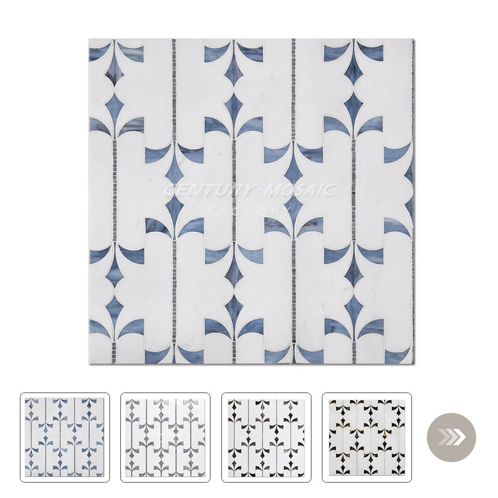 Crown Waterjet Marble White Polished Mosaic
