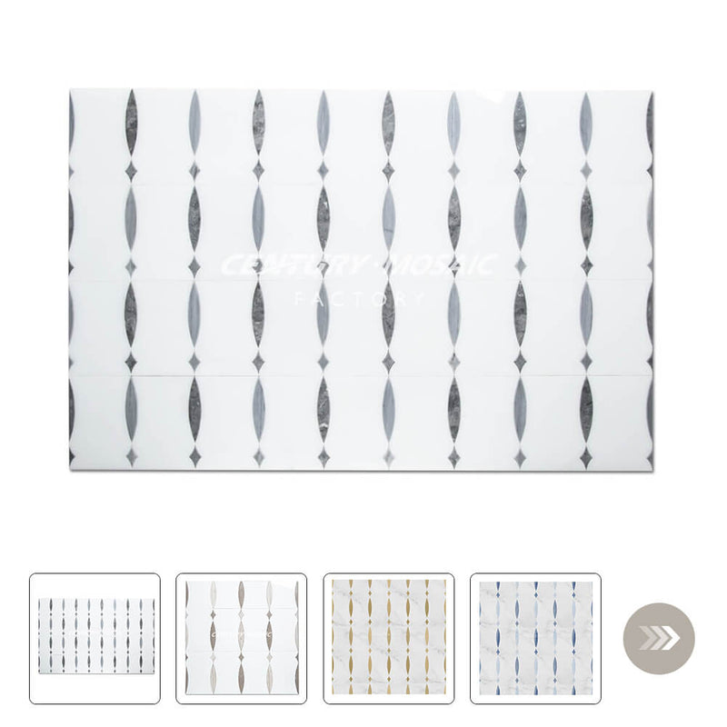 Meteor Waterjet Marble White Falling Star Polished Mosaic Thailand Wholesale