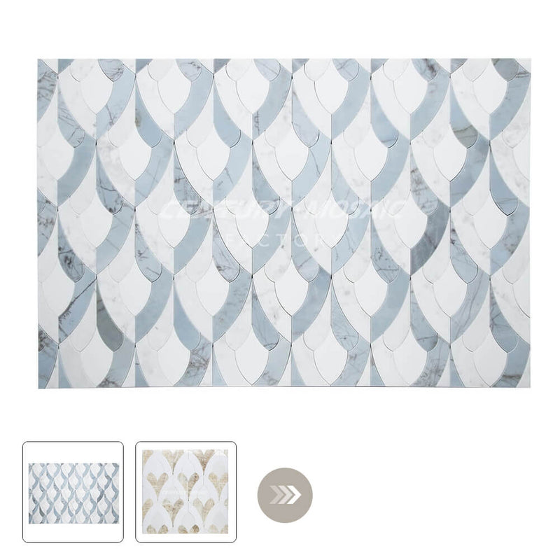Pine Cone Waterjet Marble White Polished Mosaic Wholesale