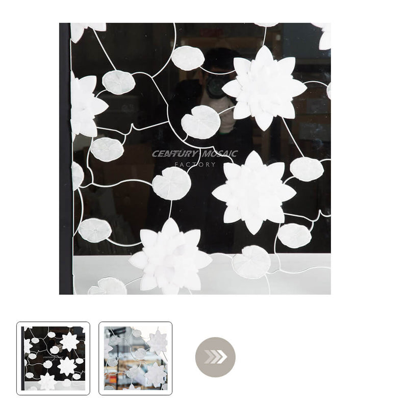 Ode to Lotus Waterjet Marble Black Flower Mosaic Wholesale