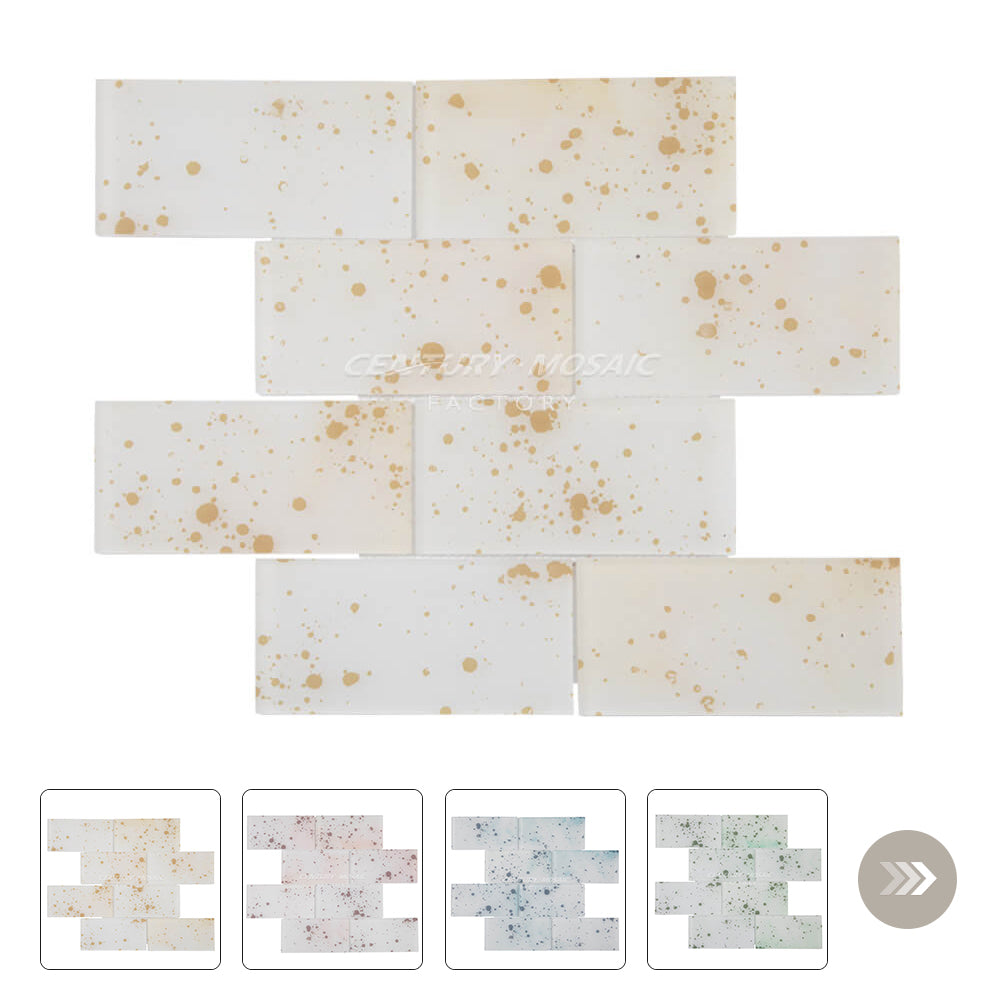3″x6” Brick Glass Mosaic White Brick Glossy Wholesale