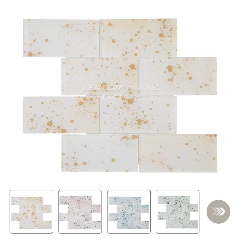 3″x6” Brick Glass Mosaic White Brick Glossy Wholesale