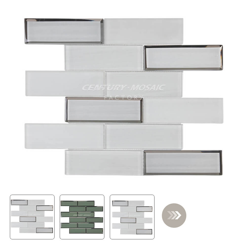 Brick Crystal Glass Mosaic White Brick Glossy Wholesale