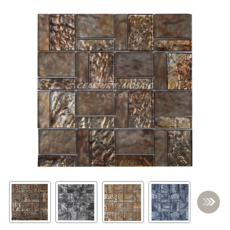 Mix Color Glass Mosaic Brown Square Glossy Wholesale