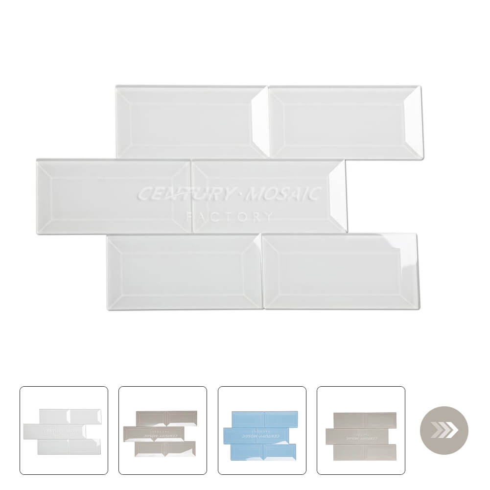 Crystal Glass White 3''x 6'' Subway Tile Wholesale