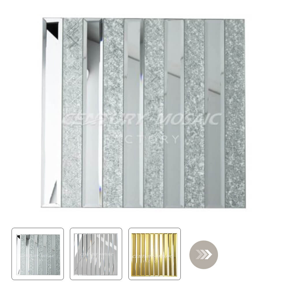 Strip Mirror Glass Mosaic Silver Square Glossy Wholesale