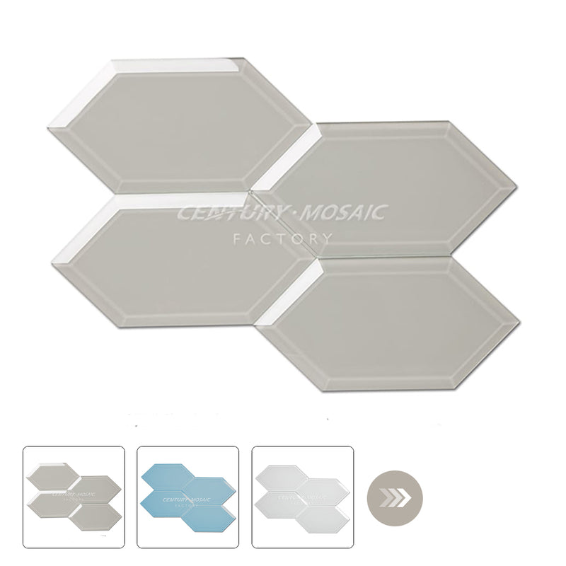 Crystal Glass Hexagon Mosaic Beige Glossy Wholesale