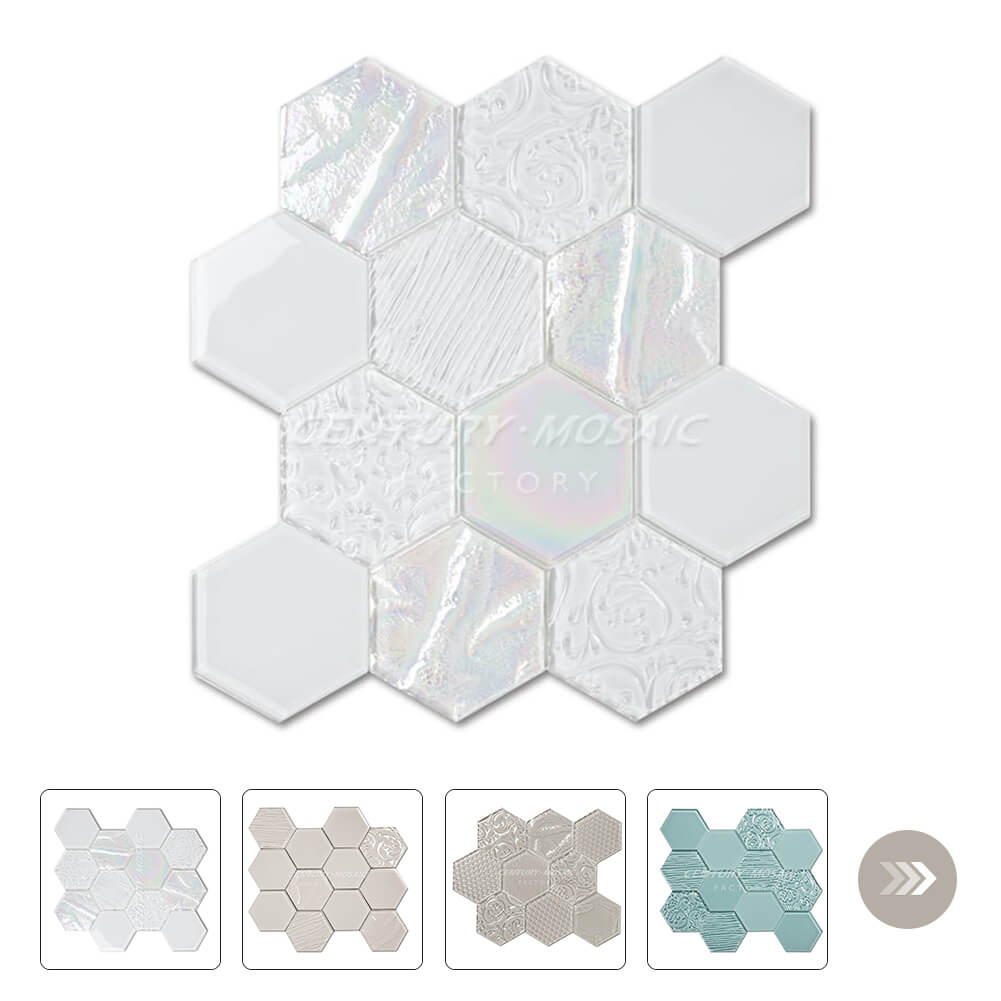 Crystal Glass 4″ Hexagon Mosaic Wholesale