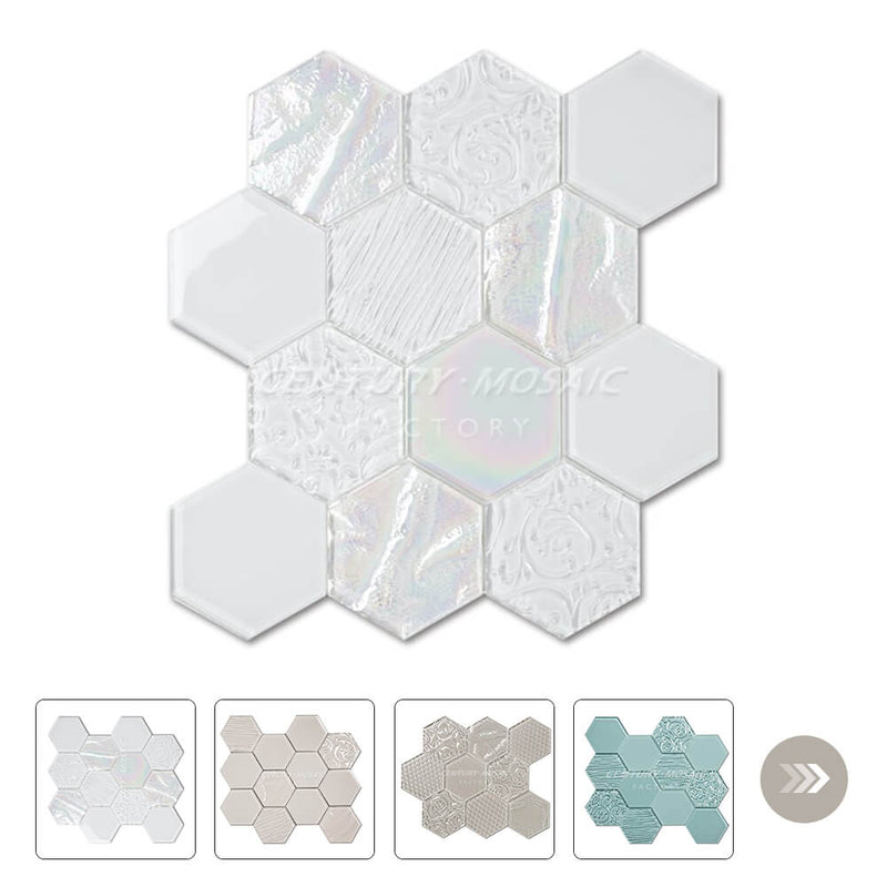 Crystal Glass 4″ Hexagon Mosaic Wholesale