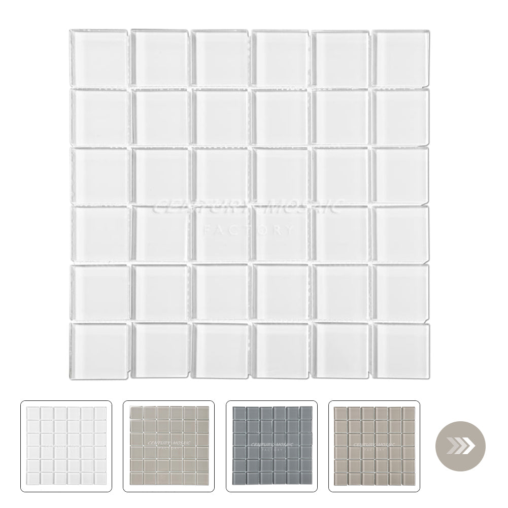 Crystal Glass 2″ Square Mosaic White Glossy Wholesale