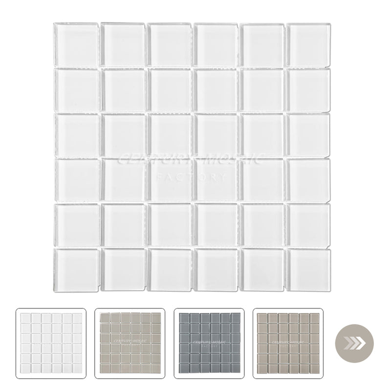 Crystal Glass 2″ Square Mosaic White Glossy Wholesale