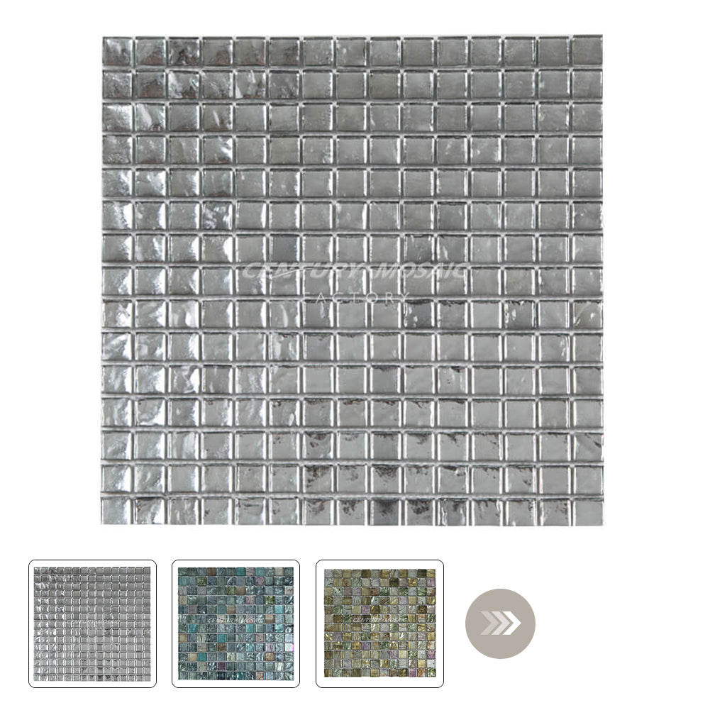 Square Glass Mosaic Silver Glossy Wholesale