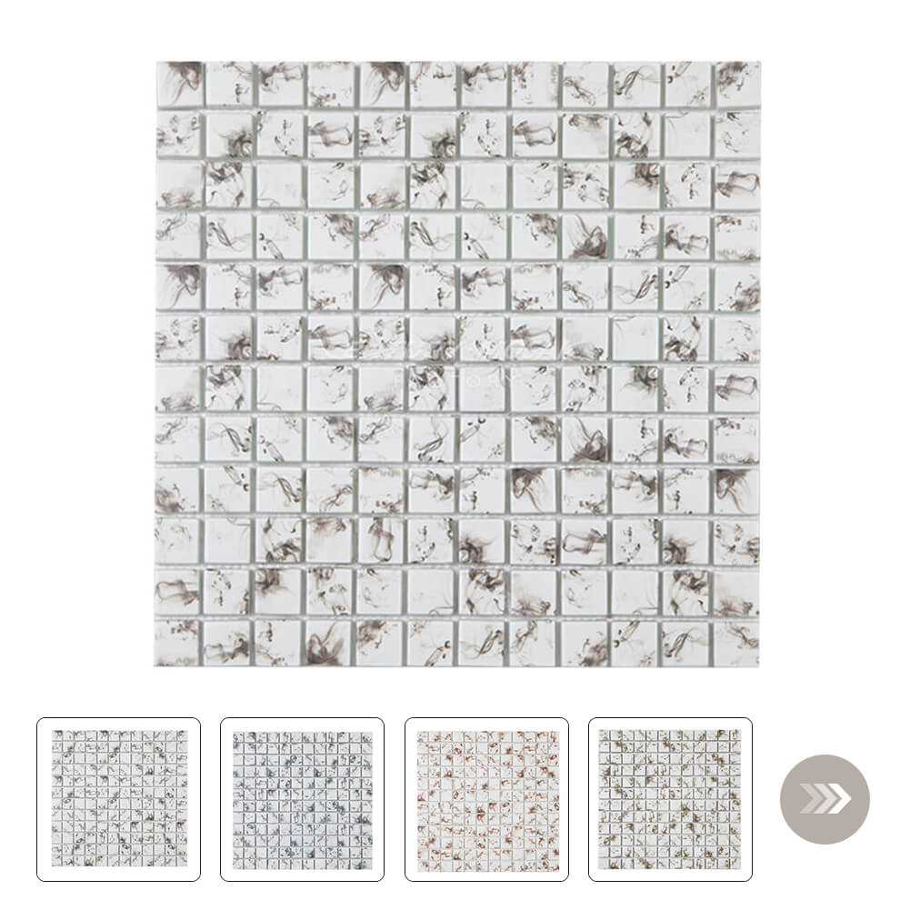 1” Square Glass Mosaic White Squre Glossy Wholesale