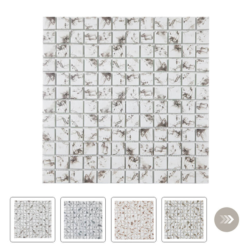 1” Square Glass Mosaic White Squre Glossy Wholesale