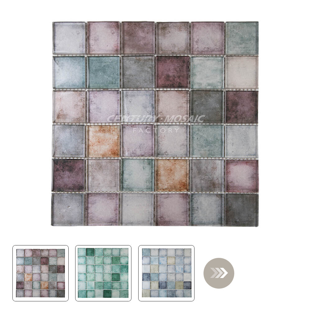 Square Glass Mosaic Mixed Color Square Glossy Wholesale