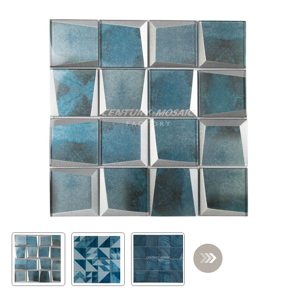 Dark Blue Square Glass Mosaic Glossy Wholesale