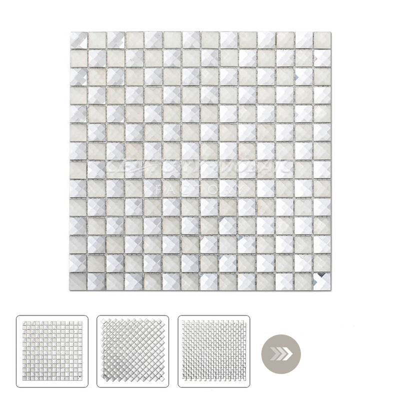 13 Faces Silver Diamond Mirror Glass Mosaic Silver Square Glossy Wholesale