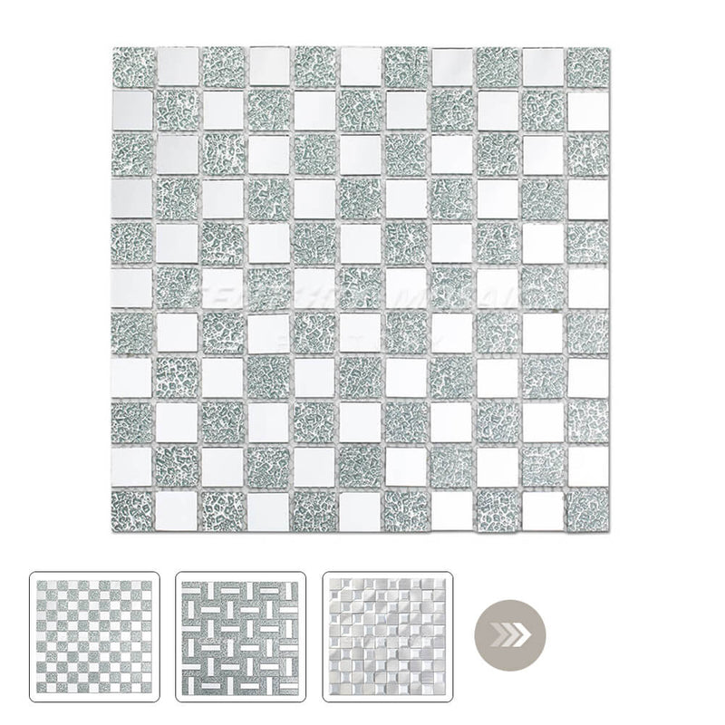 Silver Mirror Glass Square Mosaic Silver Square Glossy Wholesale