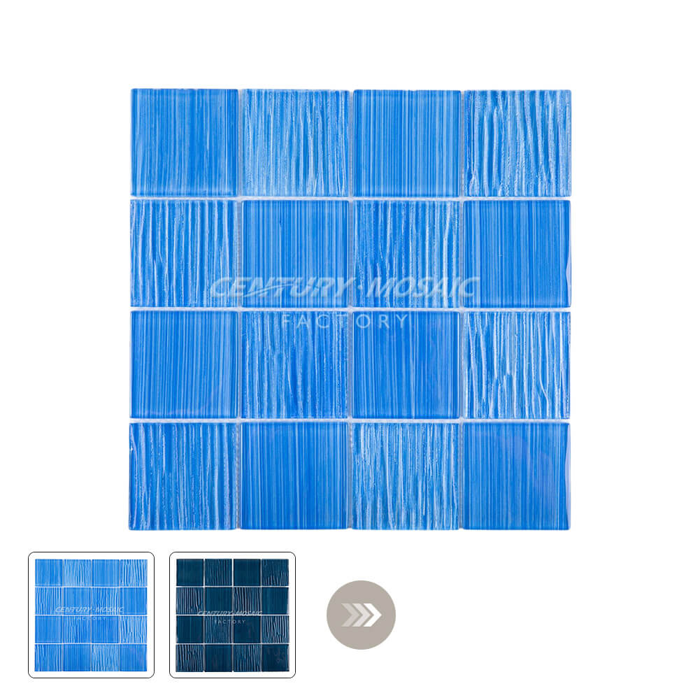 Swimming Pool Blue 2" Square Wall Morden Style Glass Mosaic Manufacturer