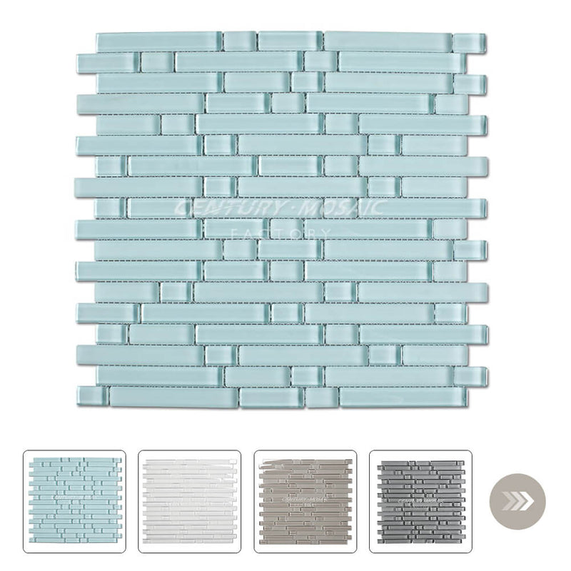Crystal Glass Strip Mosaic Blue Glossy Wholesale