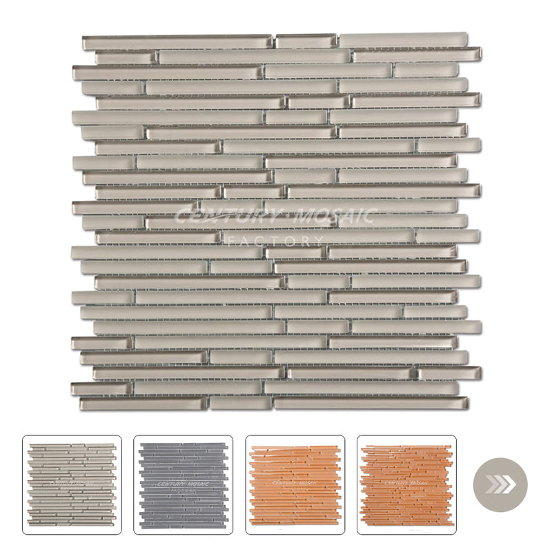 Crystal Glass Small Glossy Strip Mosaic Brown Glossy Wholesale